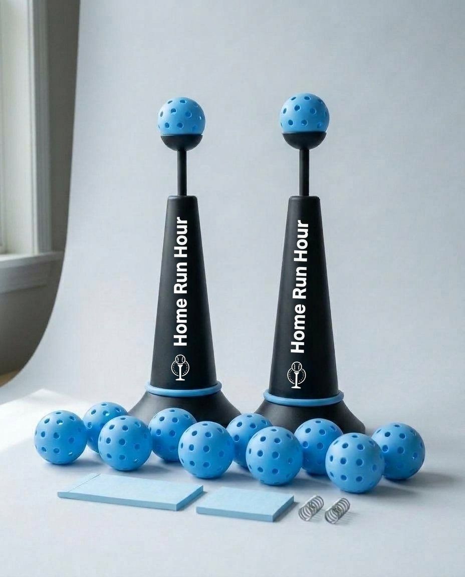 The Doubleheader: two launchers, twelve balls, two pads of Scorecards and two spare springs